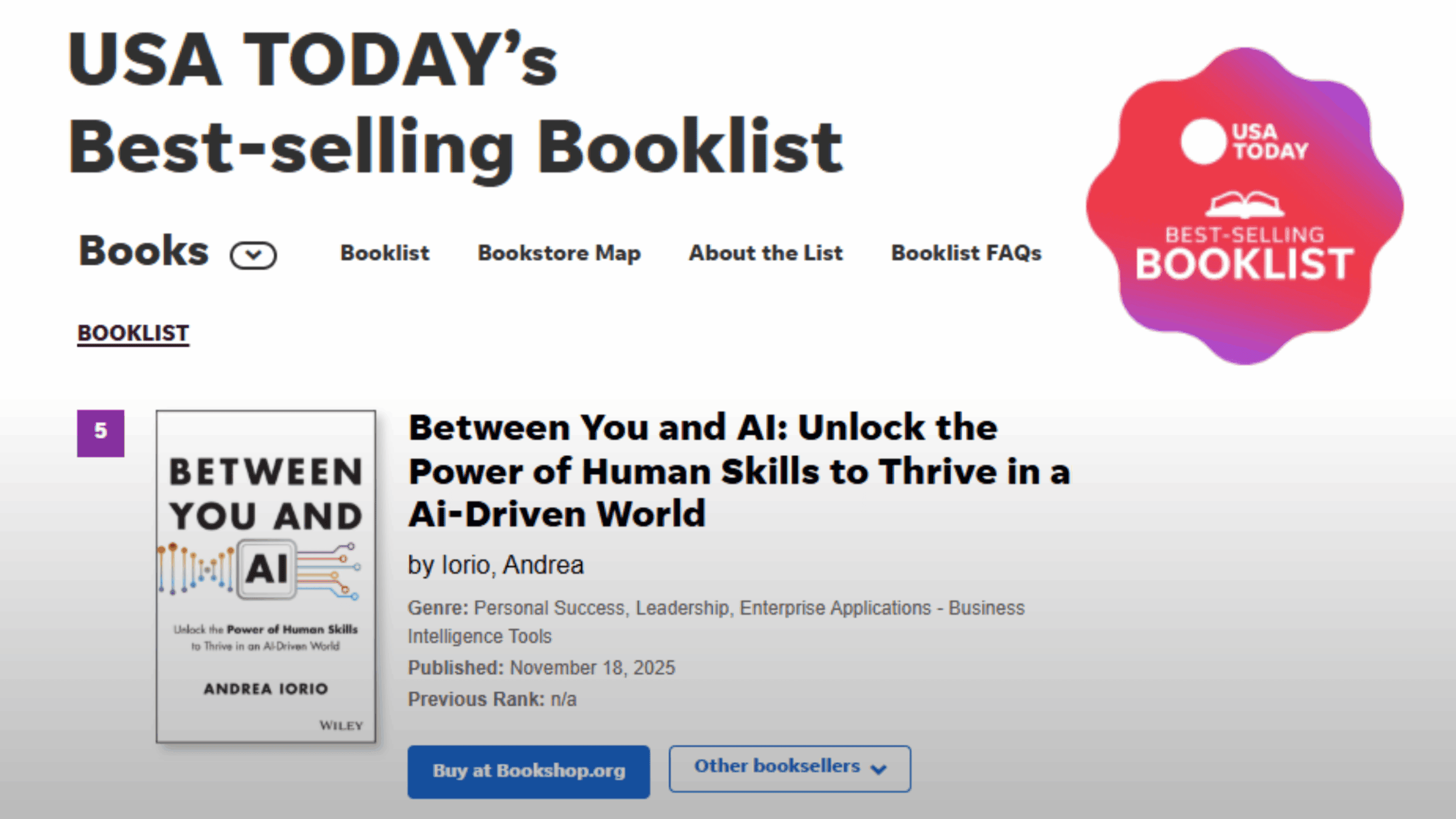 usa today andrea iorio book